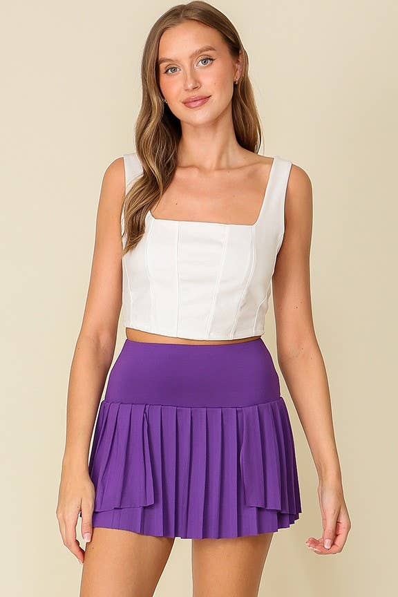 High Waisted Pleated Tennis Skort 2