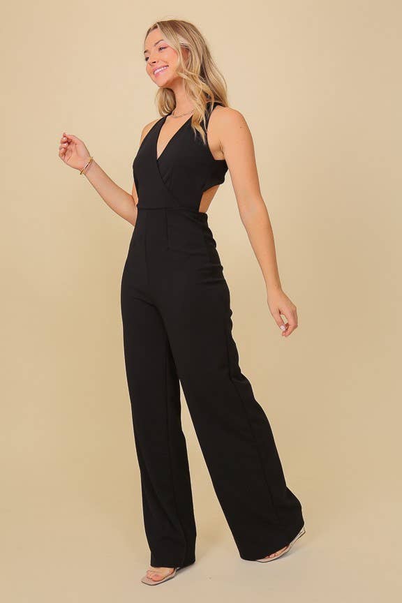 Cross Back Wide Leg Jumpsuit