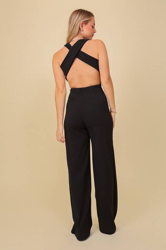 Cross Back Wide Leg Jumpsuit