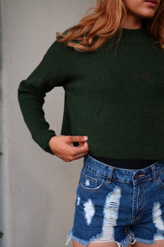 Cropped Knit Sweat