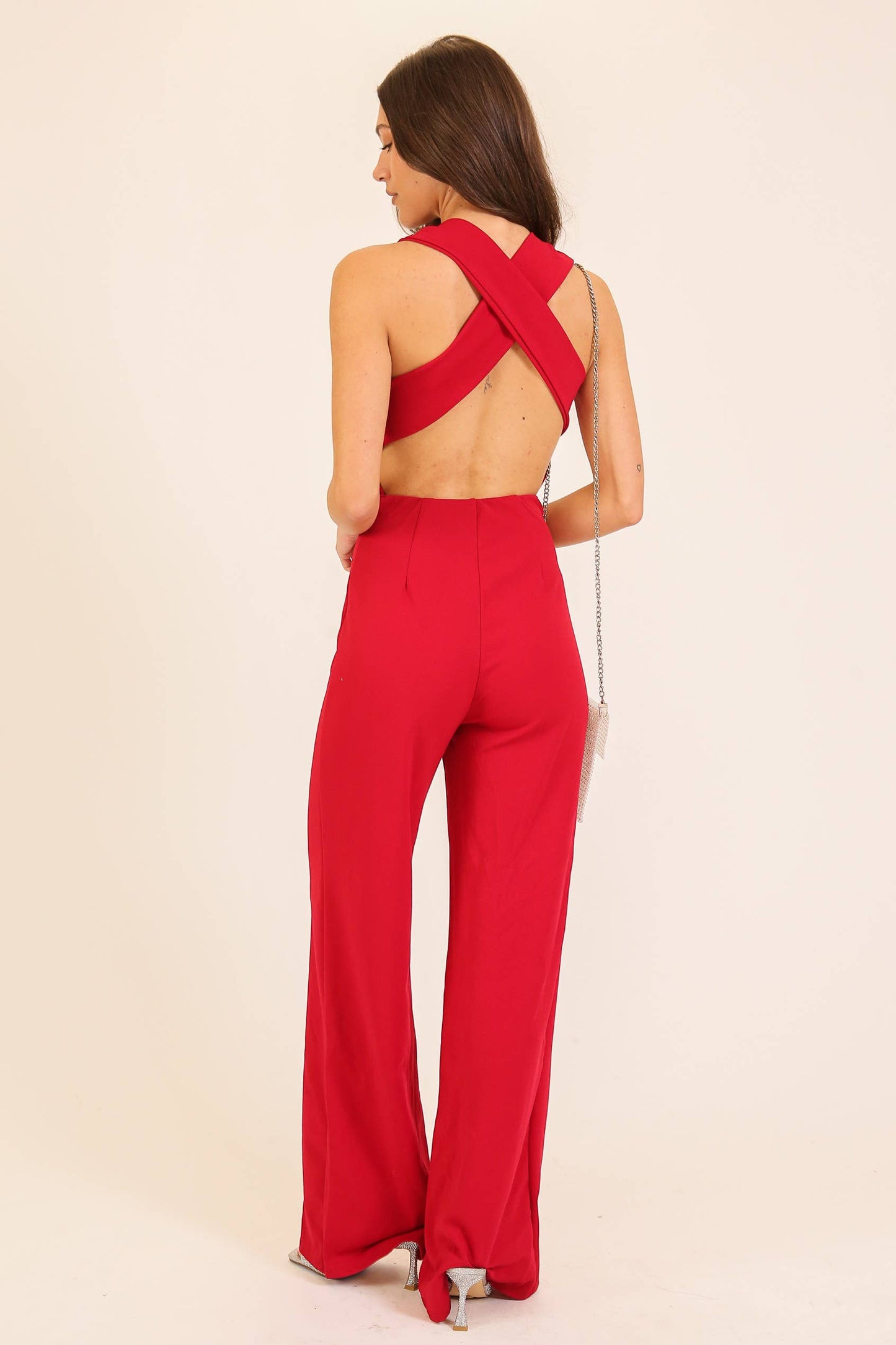 Cross Back Wide Leg Jumpsuit