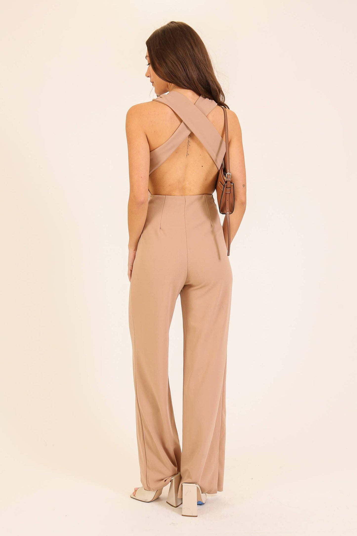 Cross Back Wide Leg Jumpsuit